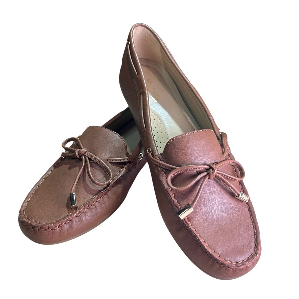 Michael Kors Sutton Moccasin Flat Loafers‎ Sz 7.5, Bow, Luggage Brown NWOT